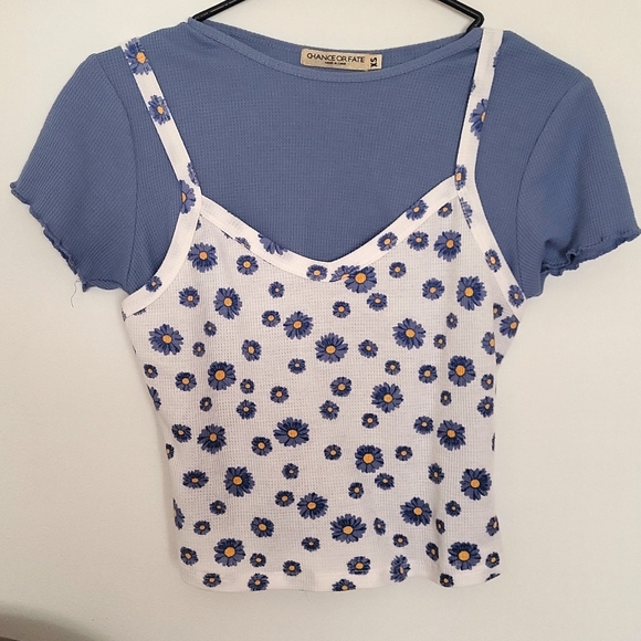 Blue daisy crop top - Picture 1 of 3